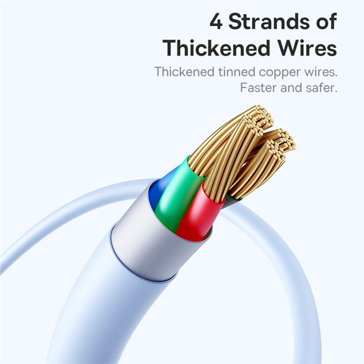 BASEUS Silky USB-C to iP Data Cord Flexible PVC PD 20W Fast Charging Cable, Length: 1m - Blue