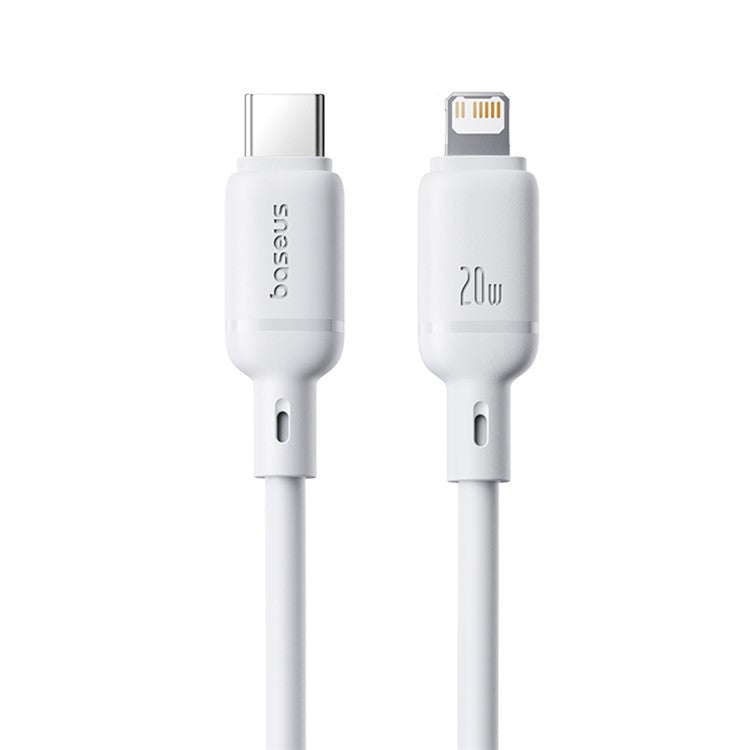 BASEUS Silky USB-C to iP Data Cord Flexible PVC PD 20W Fast Charging Cable, Length: 1m - White