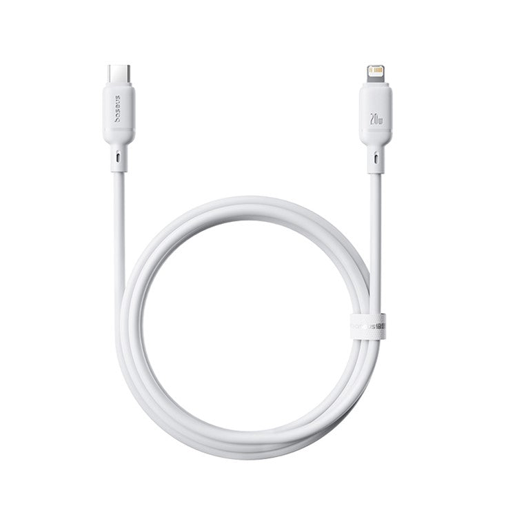 BASEUS Silky USB-C to iP Data Cord Flexible PVC PD 20W Fast Charging Cable, Length: 1m - White