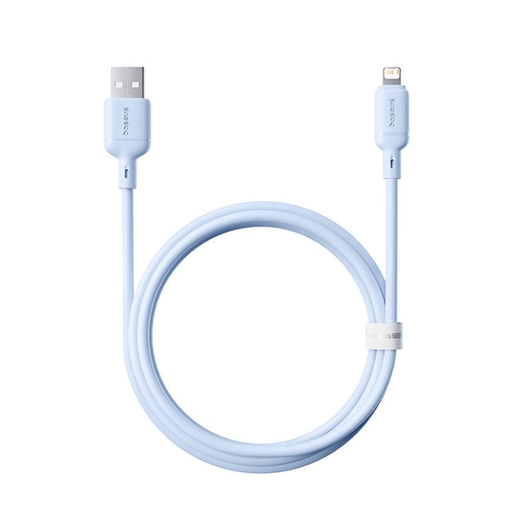 BASEUS Silky Fast Charging Cable USB to iP Flexible PVC 2.4A Data Cord, Length: 1m - Blue