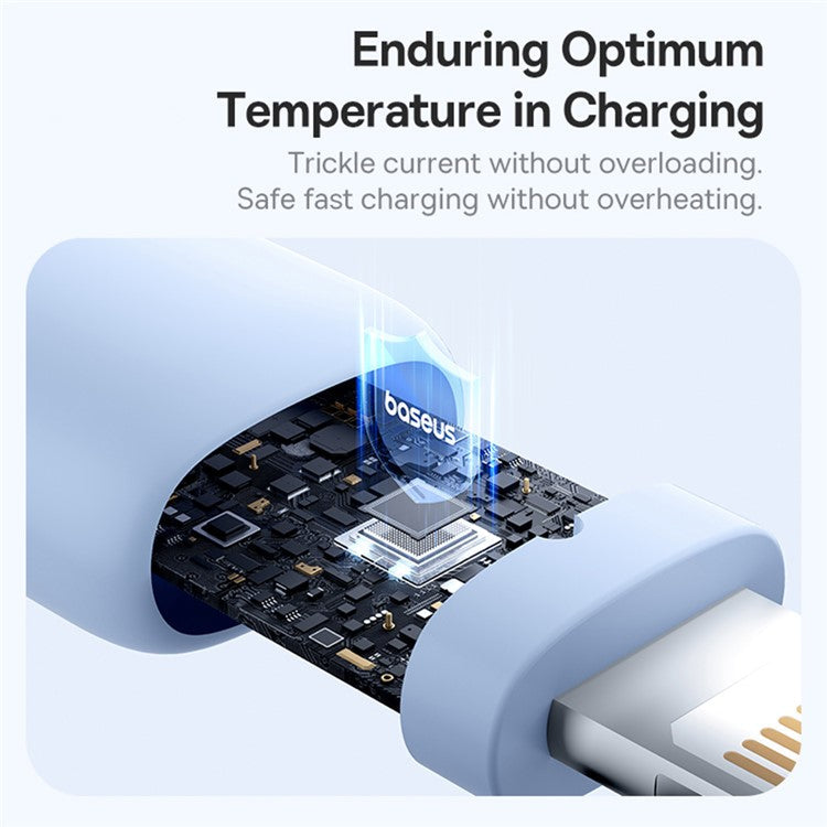 BASEUS Silky Fast Charging Cable USB to iP Flexible PVC 2.4A Data Cord, Length: 1m - Blue