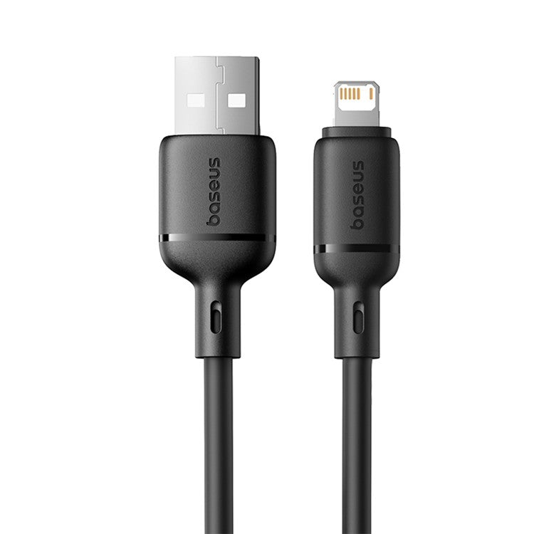 BASEUS Silky Fast Charging Cable USB to iP Flexible PVC 2.4A Data Cord, Length: 1m - Black