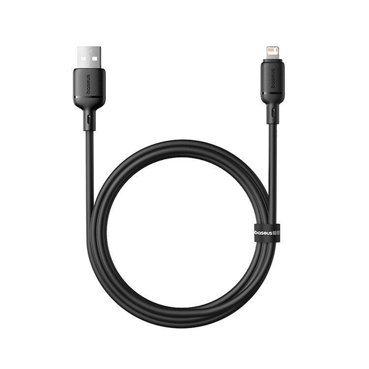 BASEUS Silky Fast Charging Cable USB to iP Flexible PVC 2.4A Data Cord, Length: 1m - Black