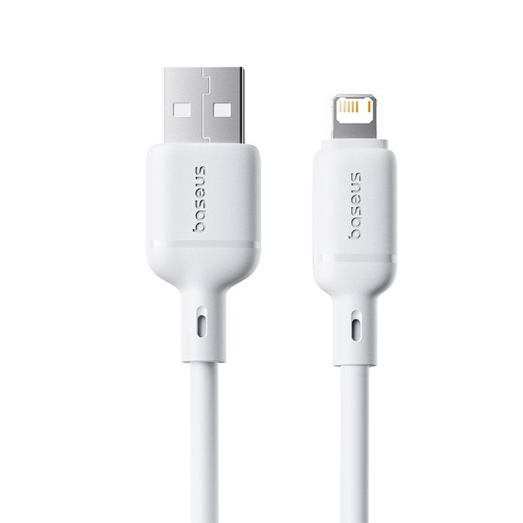 BASEUS Silky Fast Charging Cable USB to iP Flexible PVC 2.4A Data Cord, Length: 1m - White