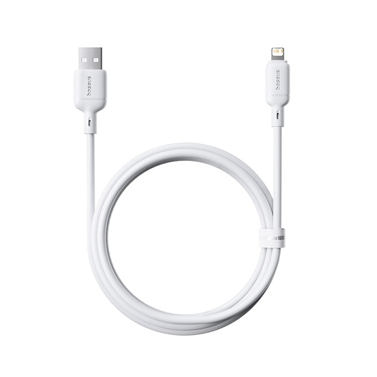 BASEUS Silky Fast Charging Cable USB to iP Flexible PVC 2.4A Data Cord, Length: 1m - White