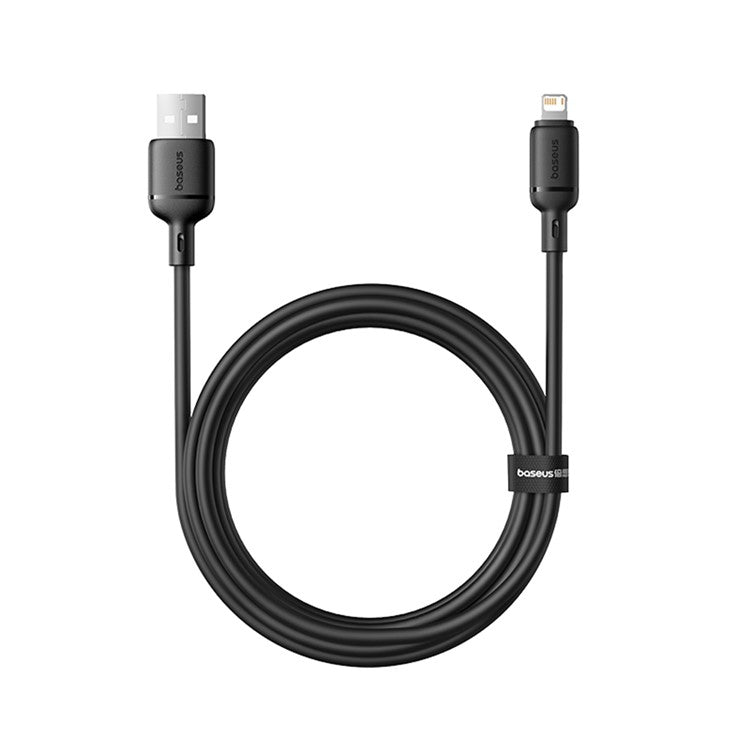 BASEUS Silky Fast Charging Cable USB to iP Flexible PVC 2.4A Data Cord, Length: 2m - Black