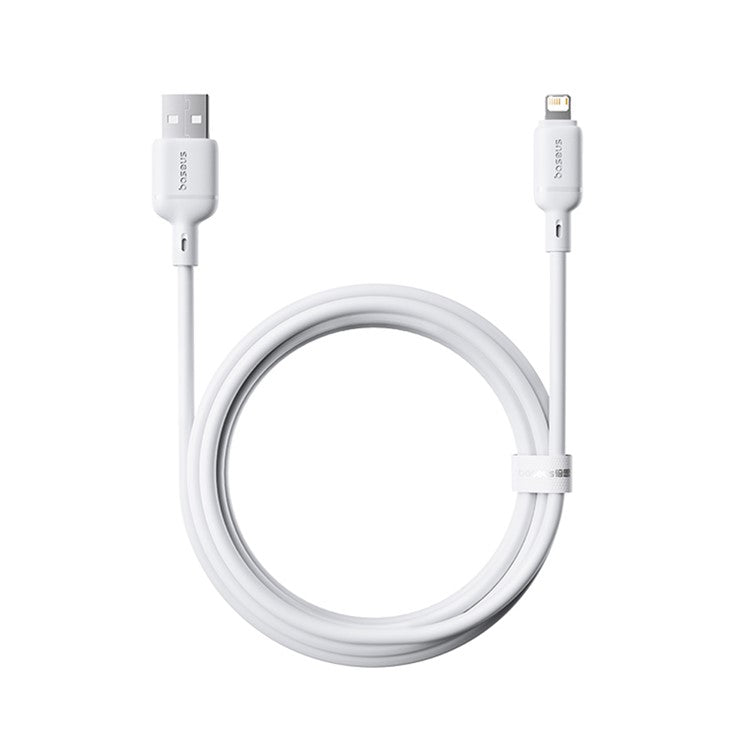 BASEUS Silky Fast Charging Cable USB to iP Flexible PVC 2.4A Data Cord, Length: 2m - White