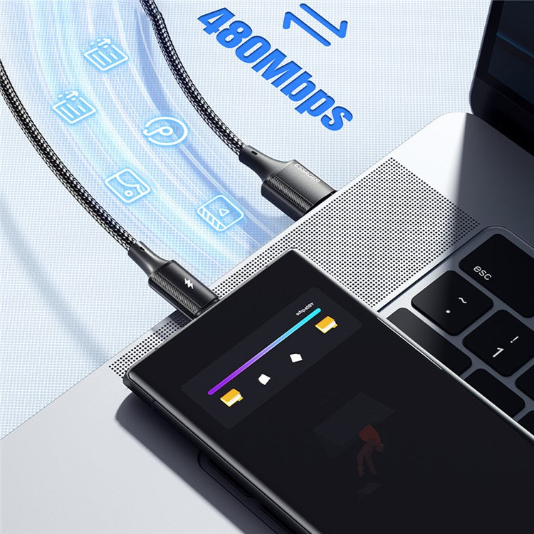 ESSAGER 1m USB-A to Type-C 120W Braided Cable for Xiaomi Phone Fast Charging Data Cable - Black