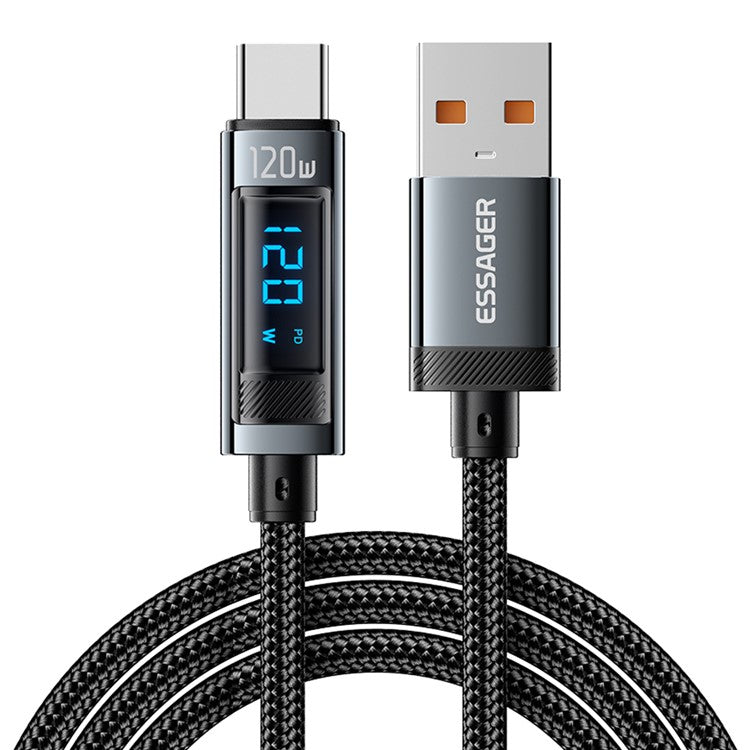 ESSAGER EXC120-HCA0G-P 2m USB-A to Type-C for Xiaomi Fast Charging 120W Digital Display Data Cable