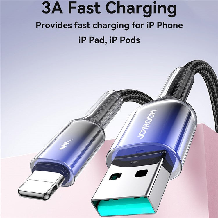 JOYROOM S-A42 1.2m 3A USB-A to Lightning Fast Charging Data Cable Nylon Braided Cord - White