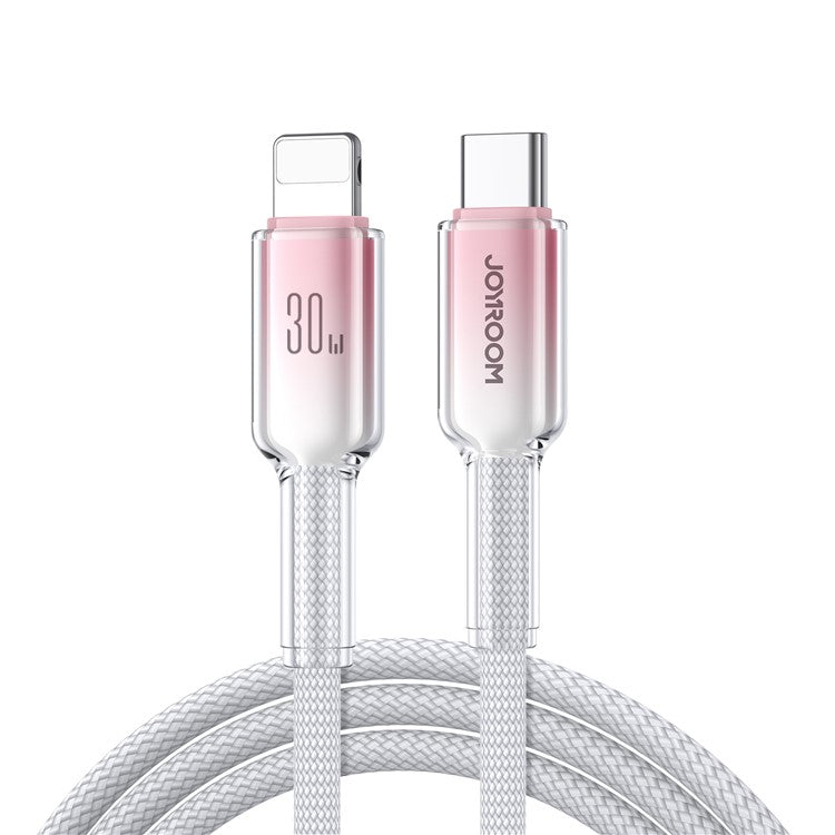 JOYROOM S-A42 1.2m PD 30W Fast Charging Data Cable USB-A to Lightning Nylon Braided Cord - White