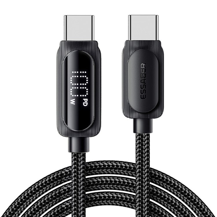 ESSAGER 1m Type-C to Type-C PD 100W Phone Laptop Fast Charging Cable Digital Display Data Cable