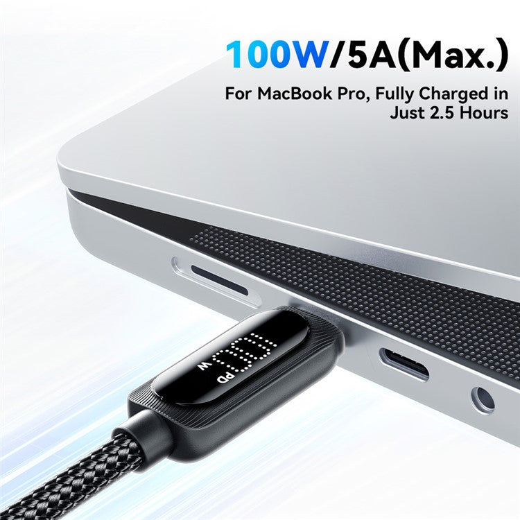 ESSAGER 1m Type-C to Type-C PD 100W Phone Laptop Fast Charging Cable Digital Display Data Cable