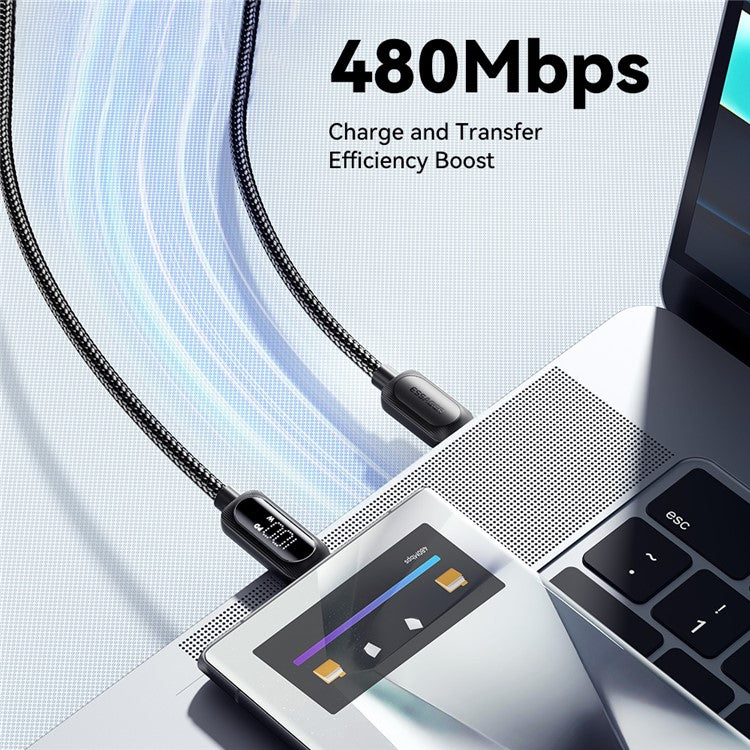 ESSAGER 1m Type-C to Type-C PD 100W Phone Laptop Fast Charging Cable Digital Display Data Cable