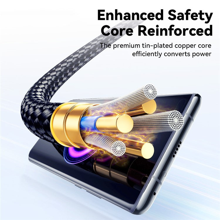 ESSAGER 3m Type-C to Type-C PD 60W Braided Data Cable Digital Display Fast Charging Cable