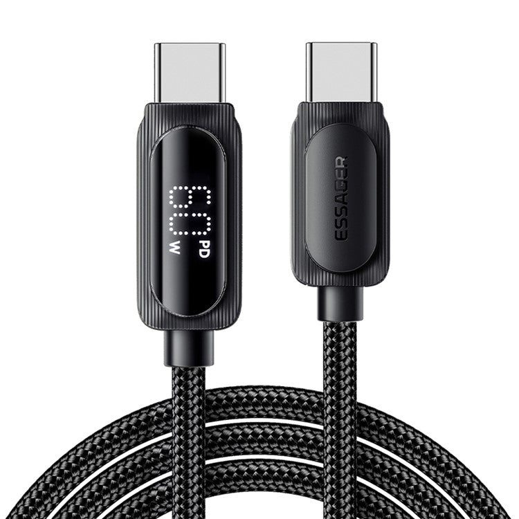ESSAGER 1m Type-C to Type-C PD 60W Digital Display Data Cable Phone Tablet Fast Charging Cable
