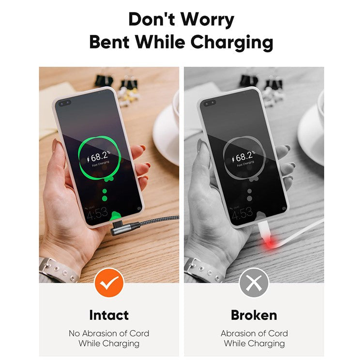 CABLECREATION CC1306 0.91m Type-C to Elbow Type-C 240W Fast Charging Nylon Braided Data Cable