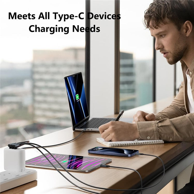 CABLECREATION CC1306 0.91m Type-C to Elbow Type-C 240W Fast Charging Nylon Braided Data Cable