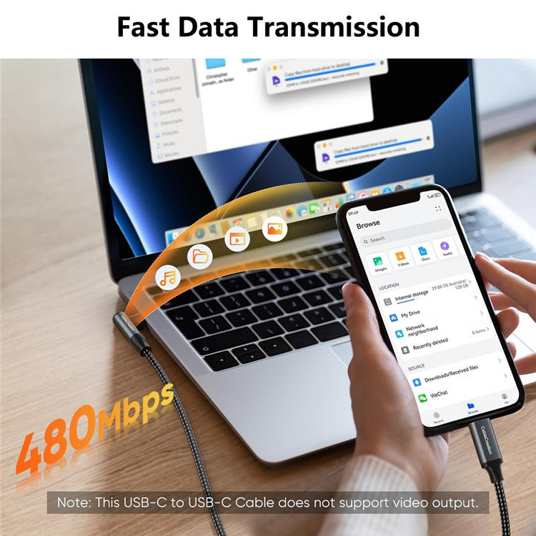 CABLECREATION CC1306 0.91m Type-C to Elbow Type-C 240W Fast Charging Nylon Braided Data Cable