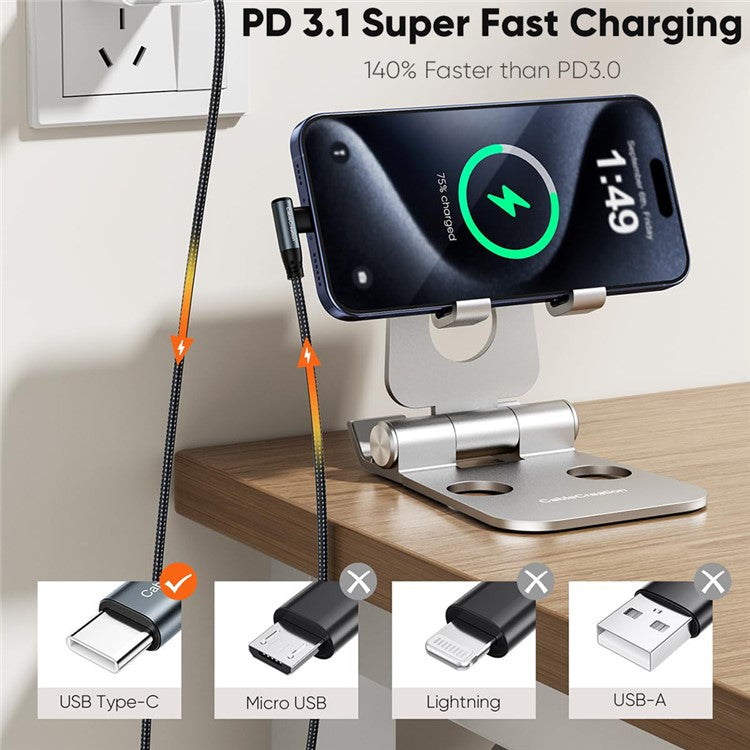 CABLECREATION CC1306 0.91m Type-C to Elbow Type-C 240W Fast Charging Nylon Braided Data Cable