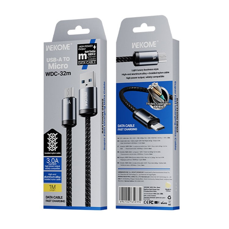 WEKOME WDC-32m USB to Micro USB Data Cord Fast Charging 480Mbps Data Cable