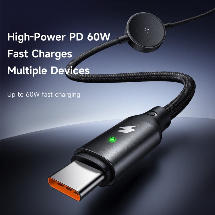 MCDODO CA-4170 1.5m Type-C to Type-C 60W Charging Cable with Wireless Charger for Samsung Watch