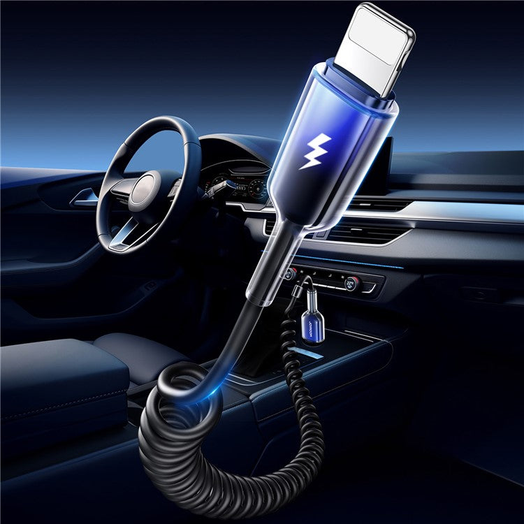 JOYROOM S-A43 1.5m Spring Coiled Cable USB-A to Lightning 3A Fast Charging Cord - Black