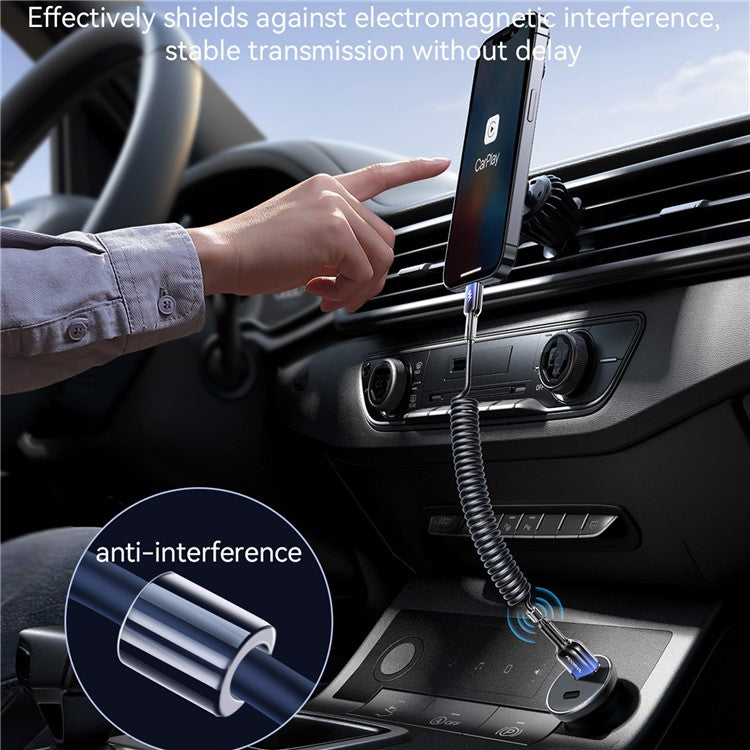 JOYROOM S-A43 1.5m Spring Coiled Cable USB-A to Lightning 3A Fast Charging Cord - Black