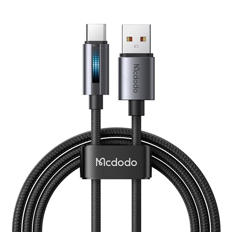 MCDODO CA-5180 1.2m USB-A to Type-C 6A 100W Charging Data Cable with Breathing Light - Black