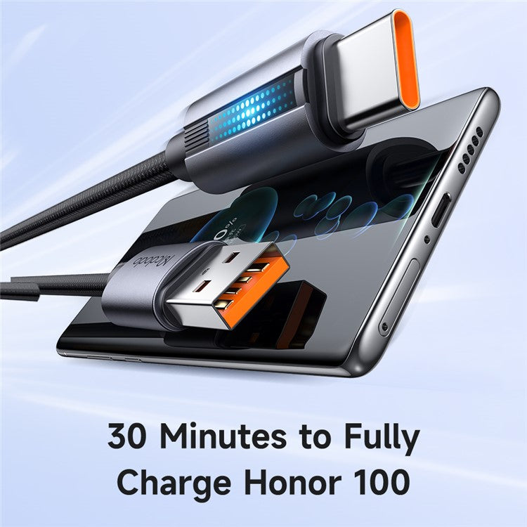 MCDODO CA-5180 1.2m USB-A to Type-C 6A 100W Charging Data Cable with Breathing Light - Black