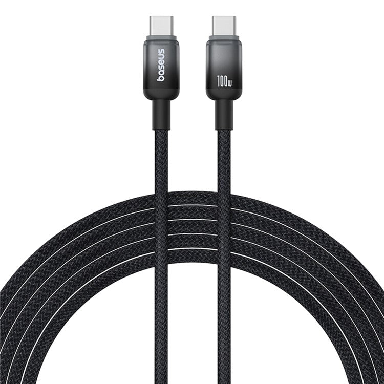 BASEUS Discolor Series 2m Fast Charging Cable USB-C to USB-C 100W Nylon Braided Data Cord - Black