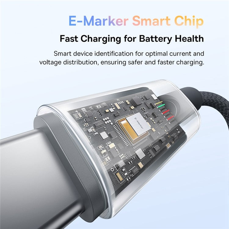 BASEUS Discolor Series 2m Fast Charging Cable USB-C to USB-C 100W Nylon Braided Data Cord - Black