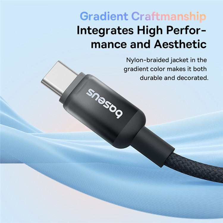 BASEUS Discolor Series 1m Fast Charging Cable USB-C to USB-C 100W Nylon Braided Data Cord - Black