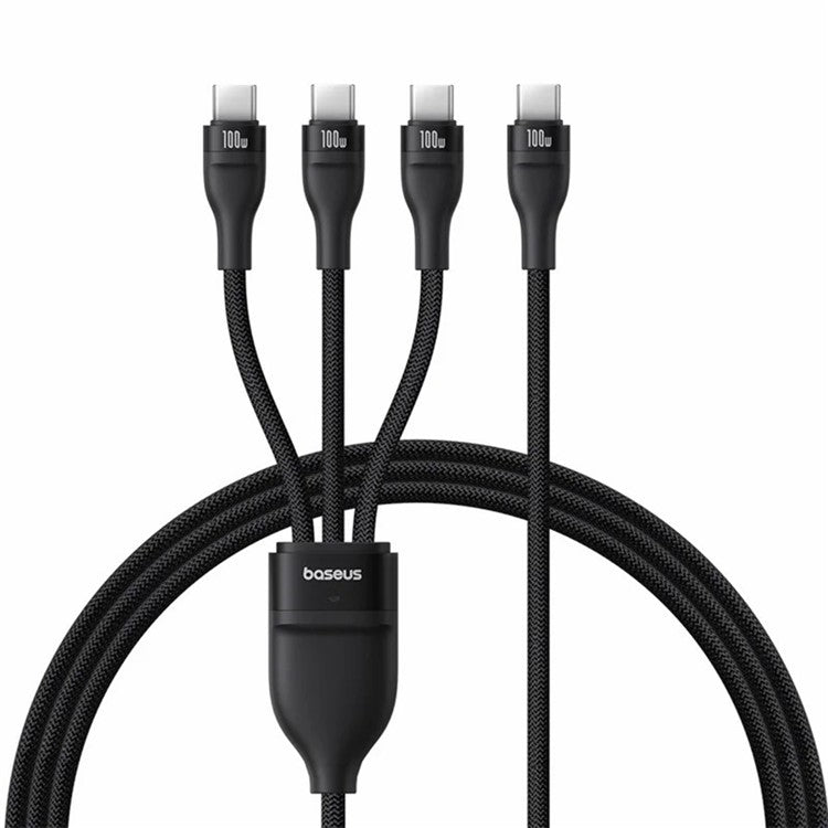 BASEUS Flash Series Lll 1.5m One-For-Three 100W Fast Charging Cable USB-C to 3x Type-C Data Wire - Black