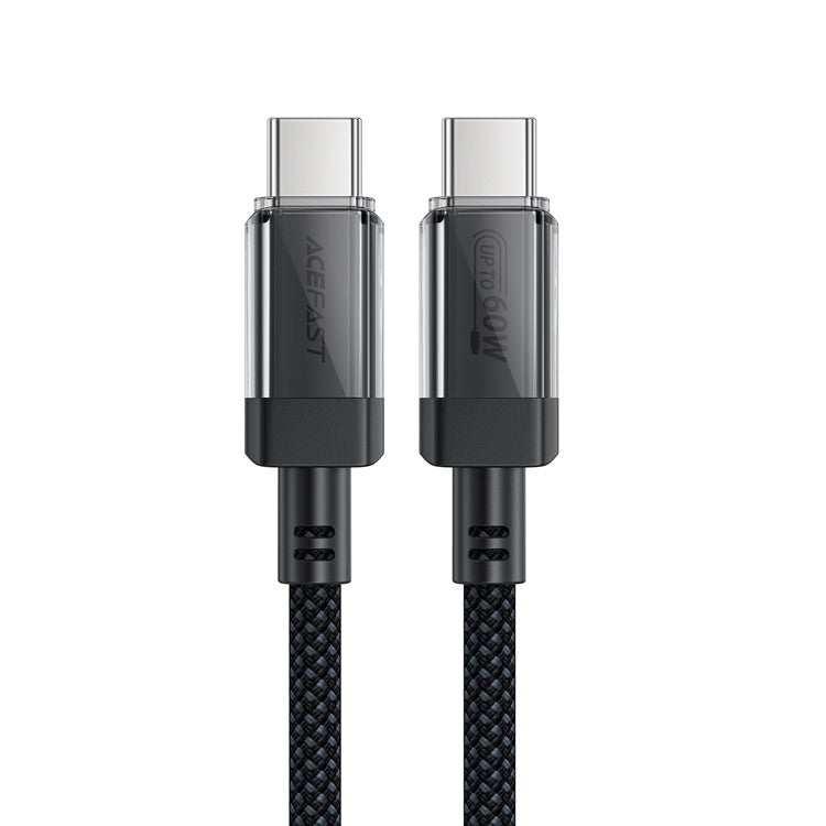 ACEFAST C12-03 1.2m USB-C to USB-C 60W Fast Charging Cable Clear Connector Braided Data Cable