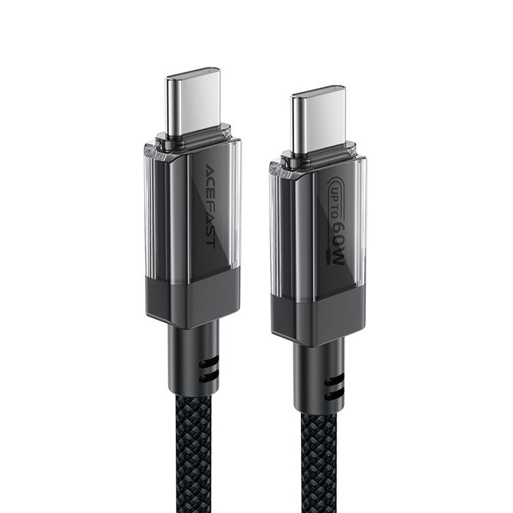 ACEFAST C12-03 1.2m USB-C to USB-C 60W Fast Charging Cable Clear Connector Braided Data Cable