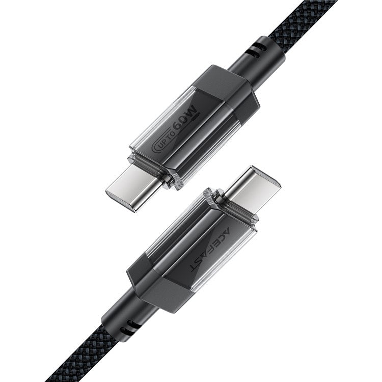 ACEFAST C12-03 1.2m USB-C to USB-C 60W Fast Charging Cable Clear Connector Braided Data Cable