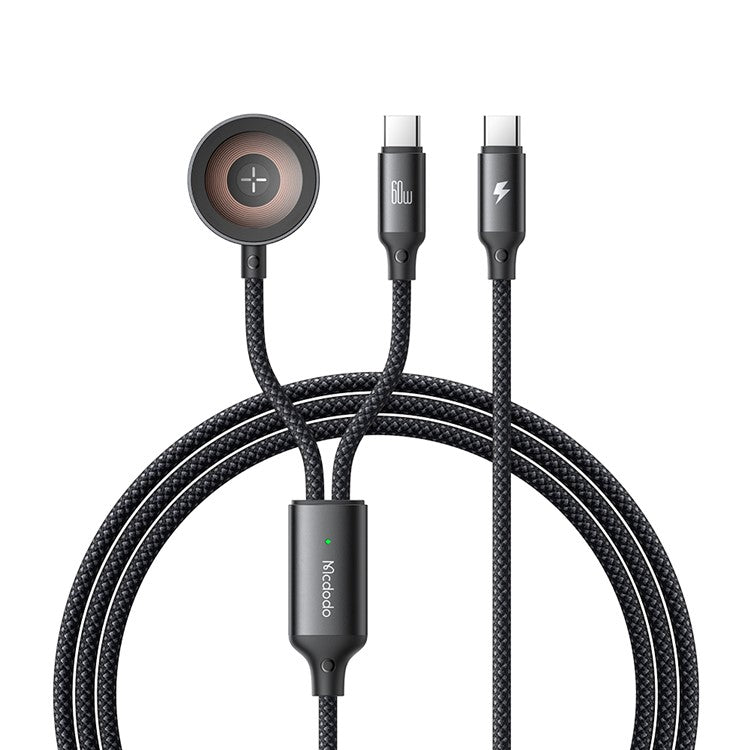 MCDODO CA-2200 1.2m Type-C to Type-C 60W Charging Cable with Wireless Charger for Apple Watch