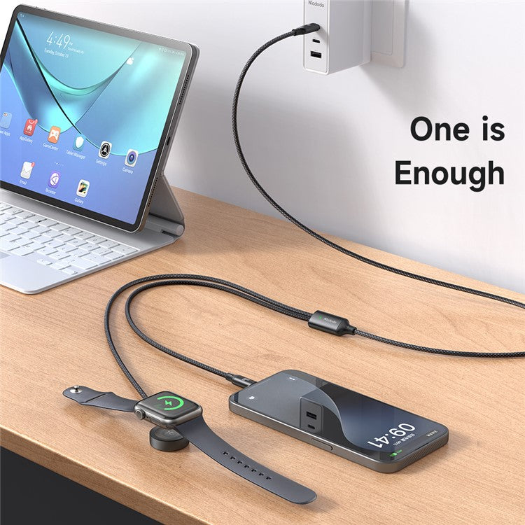 MCDODO CA-2200 1.2m Type-C to Type-C 60W Charging Cable with Wireless Charger for Apple Watch