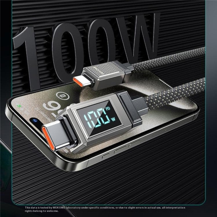 WEKOME WDC-41 Raython Series Type-C to Type-C 100W Super Fast Charging Data Cable with Smart Digital Display