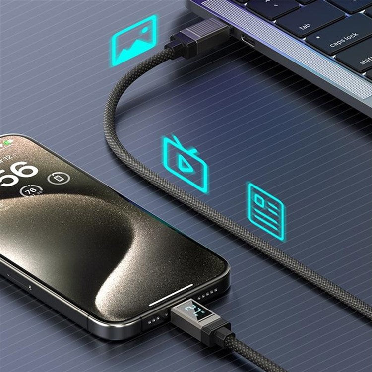 WEKOME WDC-40 Raython Series Type-C to Lightning PD 27W Super Fast Charging Data Cable with Smart Digital Display