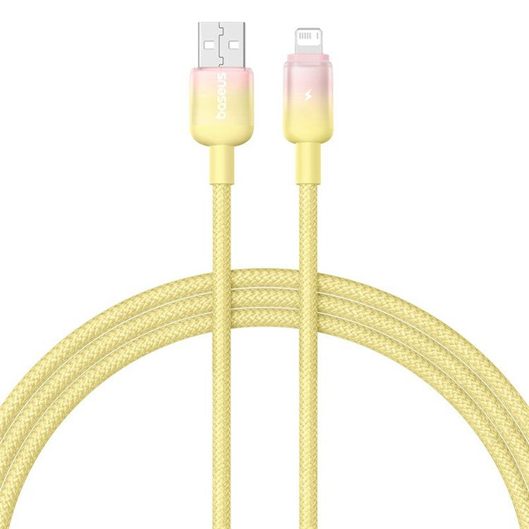 BASEUS Discolor Series 1m Fast Charging Cable USB-A to iP 2.4A Nylon Braided Data Cord - Yellow