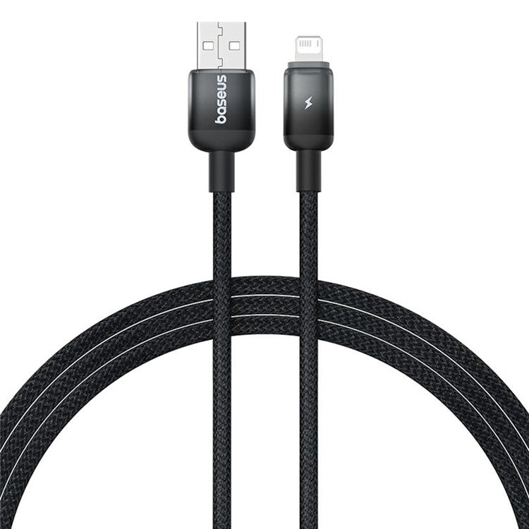 BASEUS Discolor Series 1m Fast Charging Cable USB-A to iP 2.4A Nylon Braided Data Cord - Black