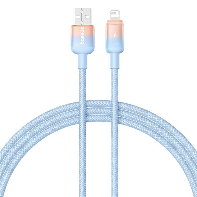 BASEUS Discolor Series 1m Fast Charging Cable USB-A to iP 2.4A Nylon Braided Data Cord - Blue