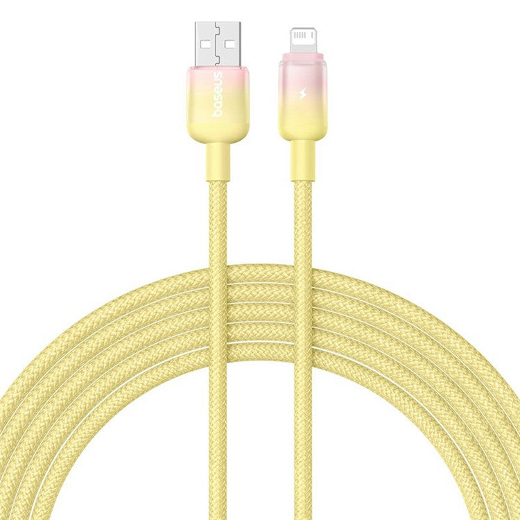 BASEUS Discolor Series 2m Fast Charging Cable USB-A to iP 2.4A Nylon Braided Data Cord - Yellow