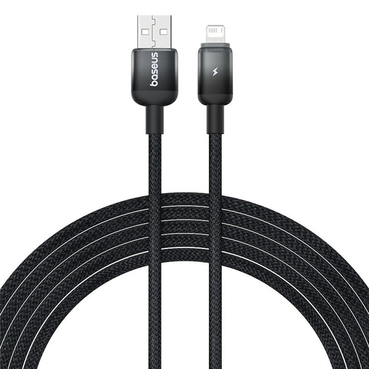 BASEUS Discolor Series 2m Fast Charging Cable USB-A to iP 2.4A Nylon Braided Data Cord - Black