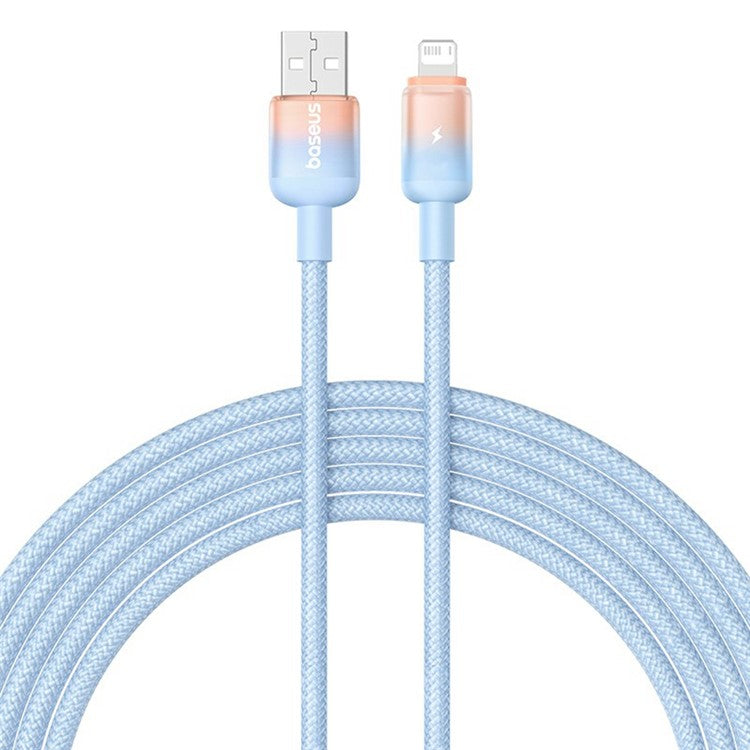 BASEUS Discolor Series 2m Fast Charging Cable USB-A to iP 2.4A Nylon Braided Data Cord - Blue