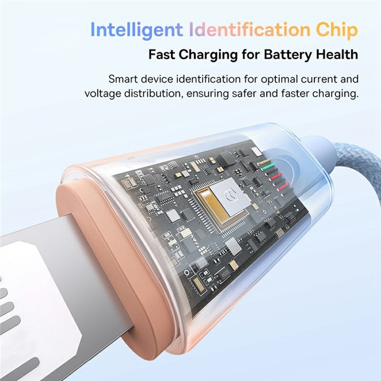 BASEUS Discolor Series 2m Fast Charging Cable USB-A to iP 2.4A Nylon Braided Data Cord - Blue