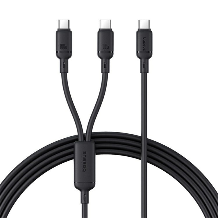 BASEUS New Pudding Series 1.5m Type-C to 2x USB-C 100W Fast Charging Cable Data Wire - Black