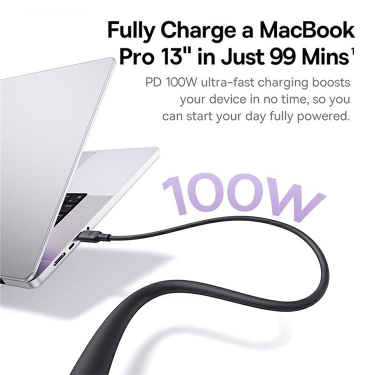 BASEUS New Pudding Series 1.5m Type-C to 2x USB-C 100W Fast Charging Cable Data Wire - Black